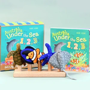 Australian Geographic Puppets-Australia Under the Sea 1, 2, 3 by Frané Lessac - Book and Finger Puppet Set