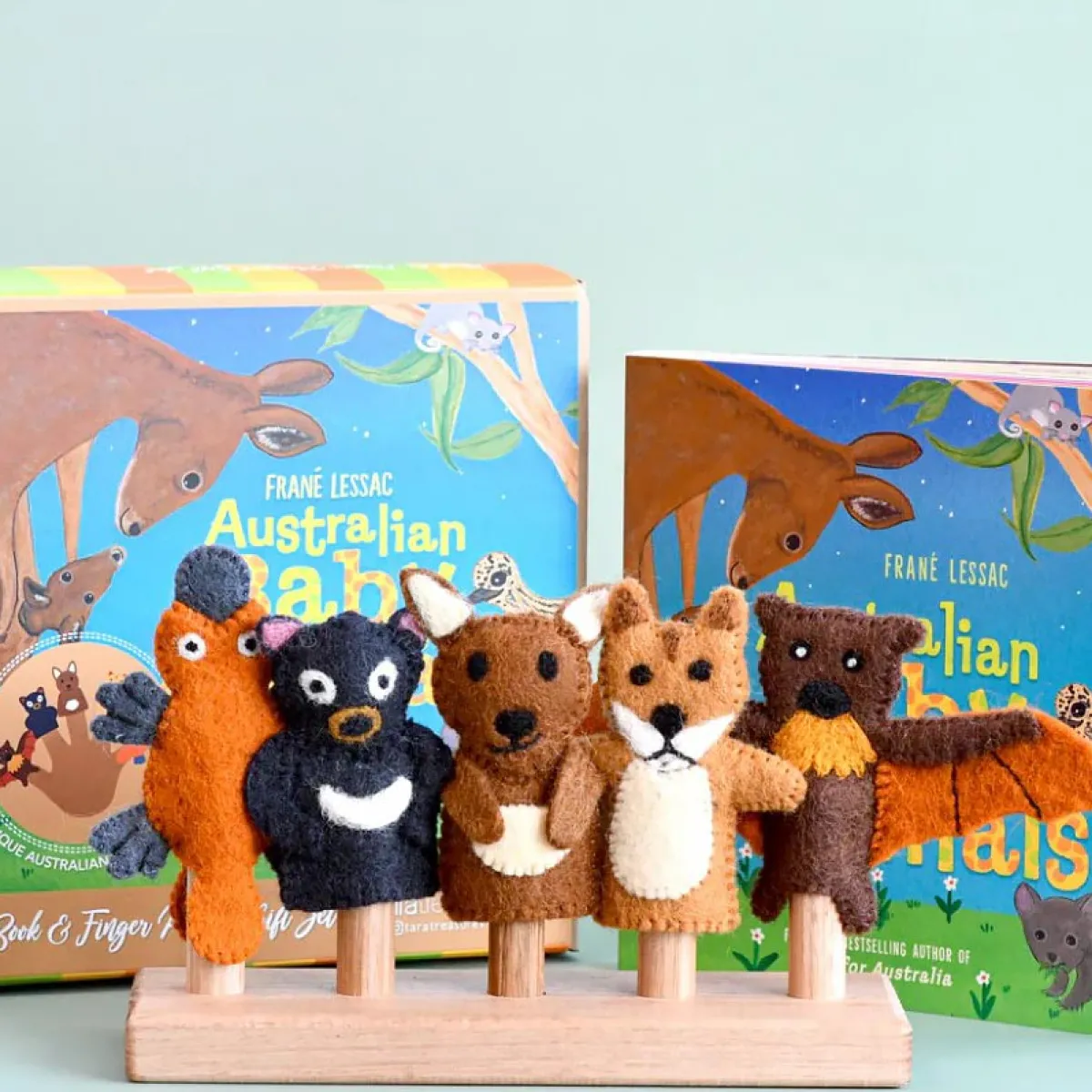 australian_baby_animals_by_fran_lessac__book_and_finger_puppet_set_2.webp Australian Geographic Puppets-Australian Baby Animals by Fran Lessac - Book and Finger Puppet Set