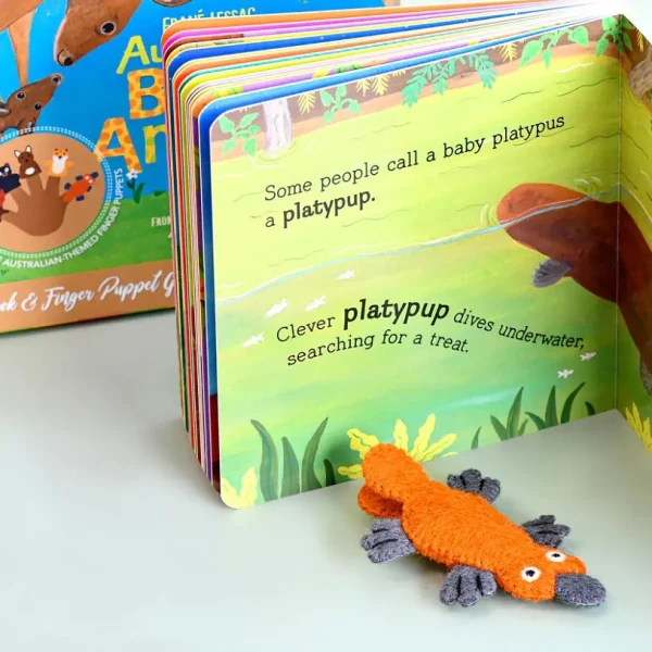 Australian Geographic Puppets-Australian Baby Animals by Fran Lessac - Book and Finger Puppet Set