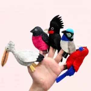 Australian Geographic Puppets-Australian Colourful Birds Finger Puppet Set