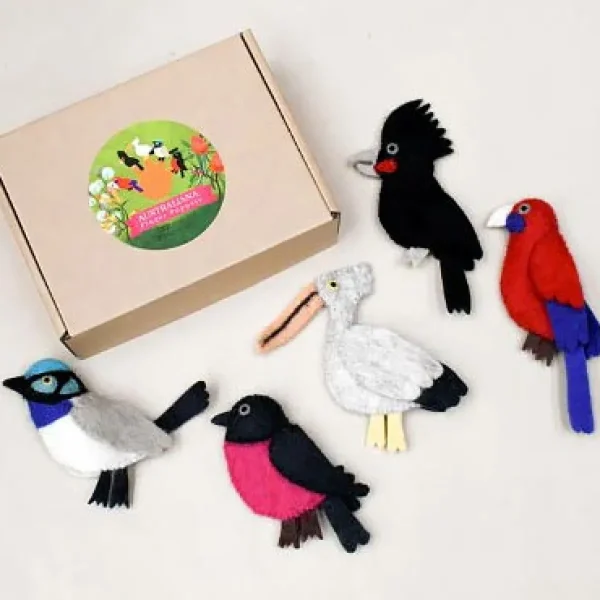 Australian Geographic Puppets-Australian Colourful Birds Finger Puppet Set