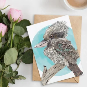 Australian Geographic Accessories | Greeting Cards-Eye on You - Kookaburra Greeting Card by Shannon Dwyer