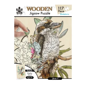 Australian Geographic Puzzles | Arts & Crafts-117 Piece Shaped Wooden Jigsaw Puzzle, Kookaburra