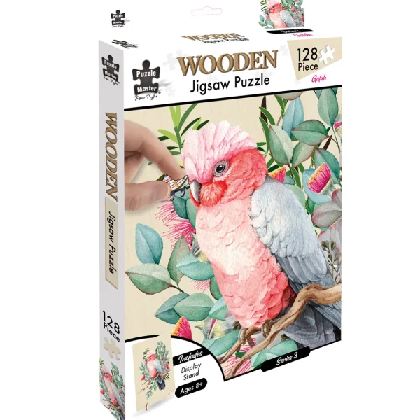 Australian Geographic Puzzles | Arts & Crafts-128 Piece Wooden Jigsaw Puzzle, Galah