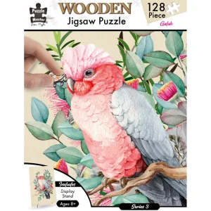 Australian Geographic Puzzles | Arts & Crafts-128 Piece Wooden Jigsaw Puzzle, Galah