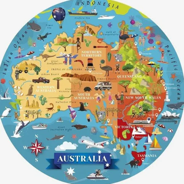 Australian Geographic 8+ Years | Puzzles-Sassi Travel, Learn and Explore - Puzzle and Book Set - Australia, 210 pcs