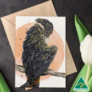 Australian Geographic Accessories | Greeting Cards-Sassy - Red-tailed Black Cockatoo Greeting Card by Shannon Dwyer