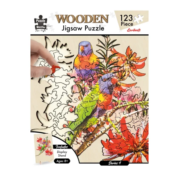 Australian Geographic Puzzles | Arts & Crafts-Shaped Wooden 123 Piece Jigsaw Puzzle, Lorikeets