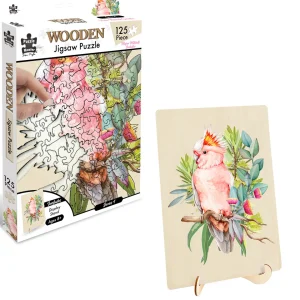 Australian Geographic Puzzles | Arts & Crafts-Shaped Wooden 132 Piece Jigsaw Puzzle, Major Mitchell's Cockatoo